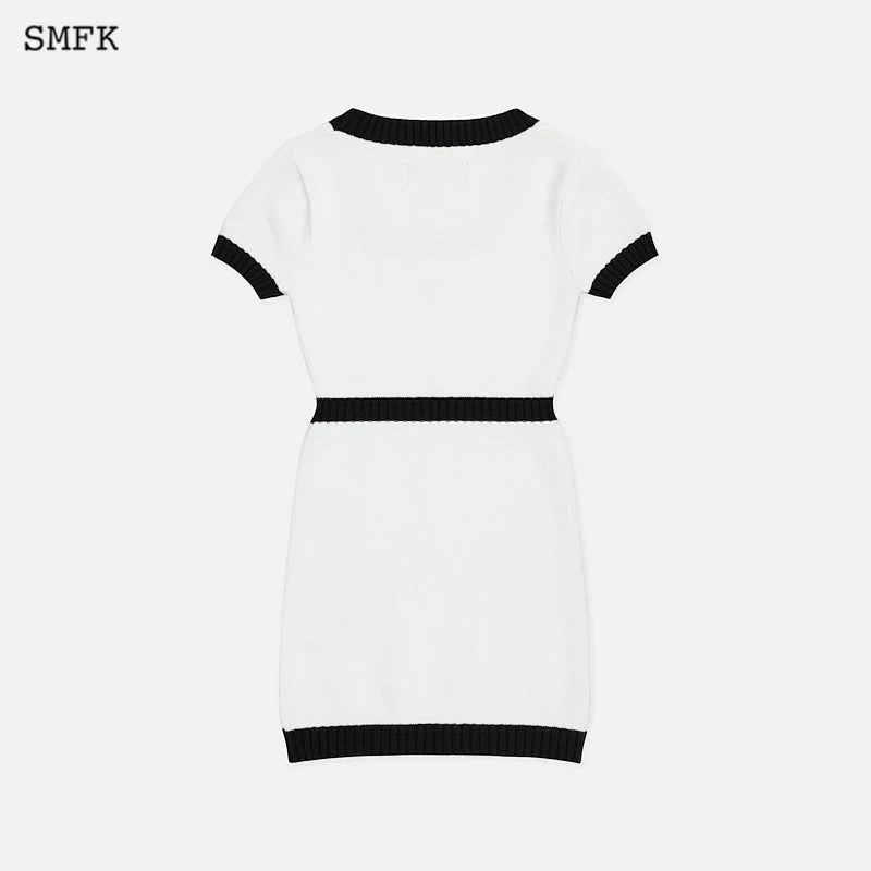 COMPASS CLASSIC CASHMERE KNIT DRESS WHITE