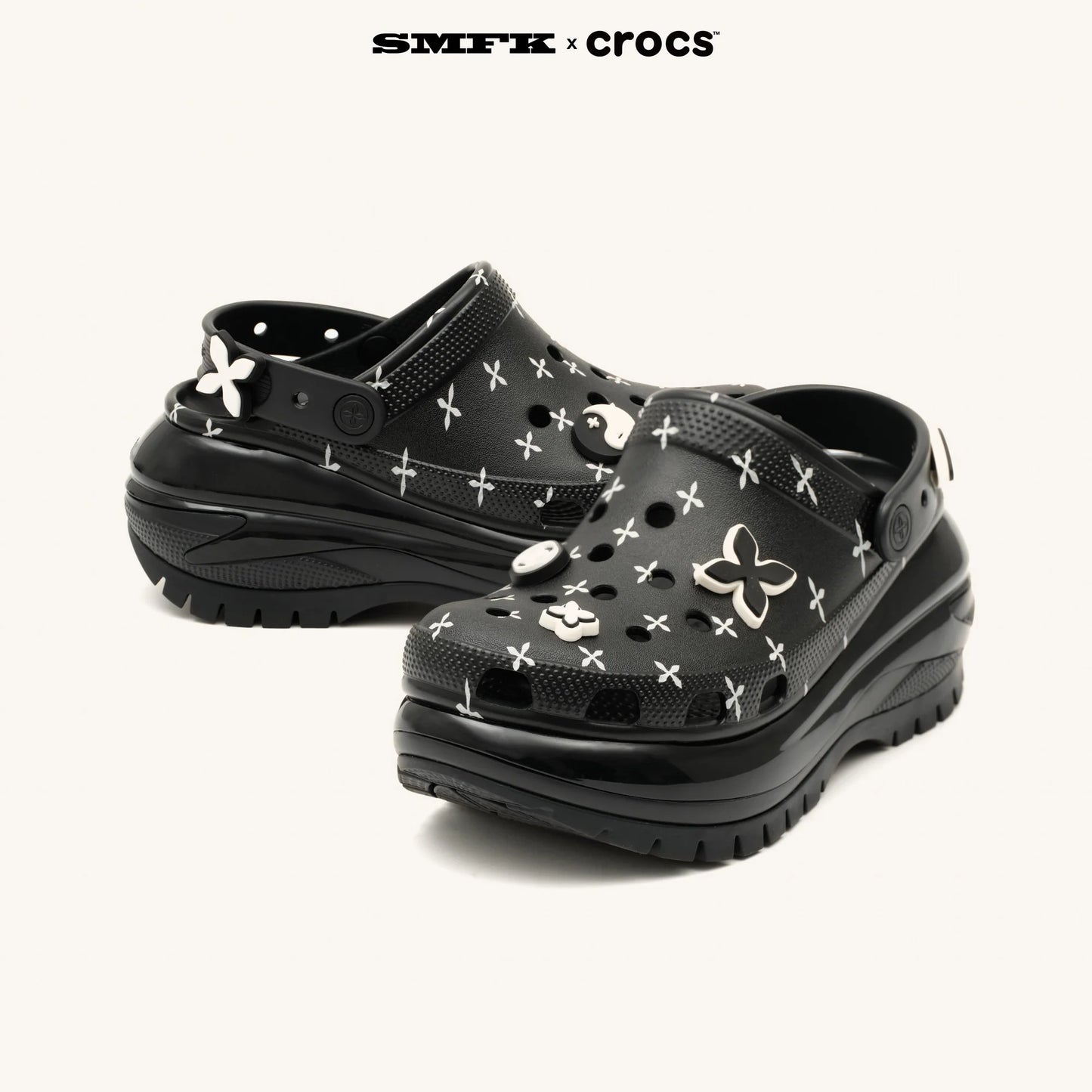 SMFK x Crocs Joint Collection Light Wheel Hole Shoes/Spotted Black